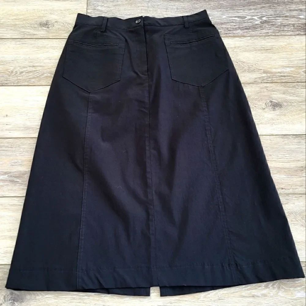 Harve Benard black business skirt stretchy midi size 8
